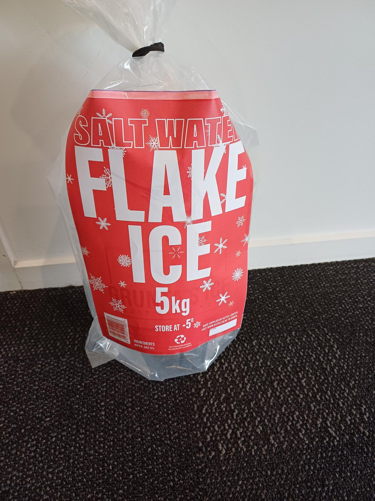 1000 Flake Ice Bags with Barcode, Batch No, and Best Before Space