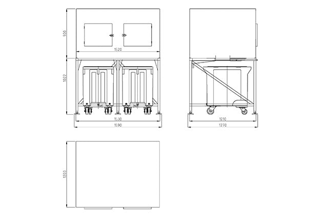 Snowkey 590kg ice storage bin outside view