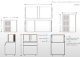 Spec plans for the ICEPRO 680kg/24hr Commercial Cube Ice Maker Machine.